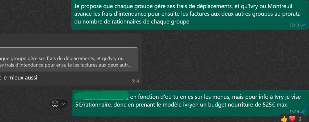 Un échange sur le groupe d'orga du week-end